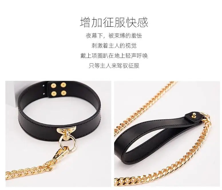 Role-playing Props PU Leather Collar Whip Flirting Mouth plug Handcuffs Sex toys for Women Men Couple Adult Games Sex Toy