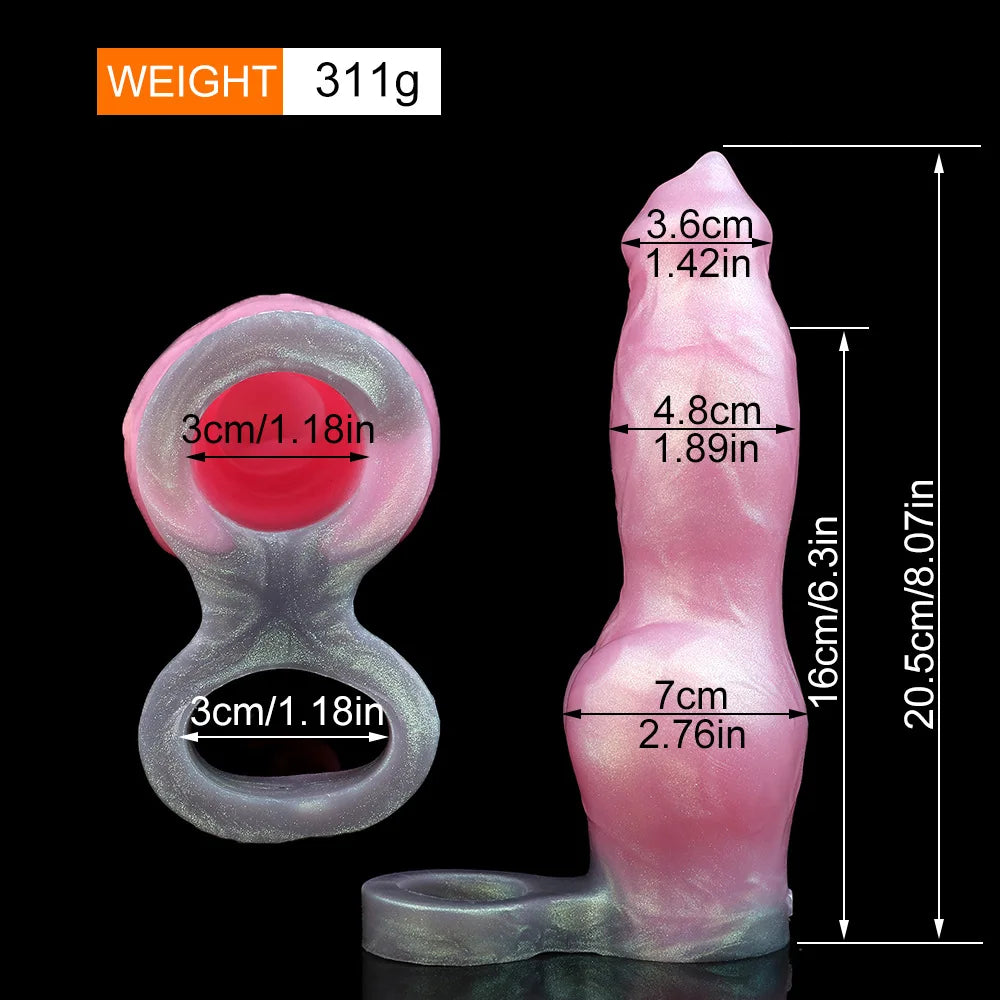 LUUK Dragon Luminous Silicone Dildo Sleeve Male Penis Girth Extender with Cock Ring Adult Sex Toy Enlarger Man‘s Toys 18+