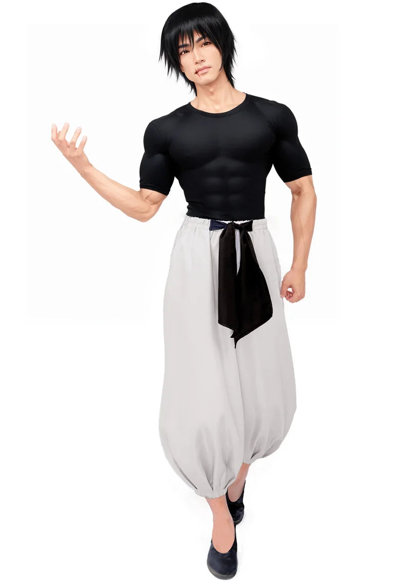 DAZCOS Satoru Cosplay Haori Kimono Jacket Men with Scarf Satoru Costume Adult Outfits Japan Kimono Comic-Con Carnival Clothing