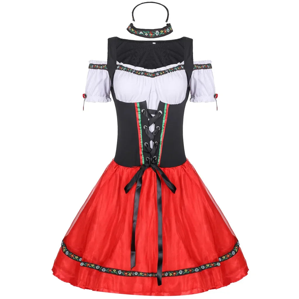 Carnival Oktoberfest Dirndl Costume Dress Women Germany Beer Maid Tavern Wench Waitress Outfit Cosplay Halloween Fancy Party