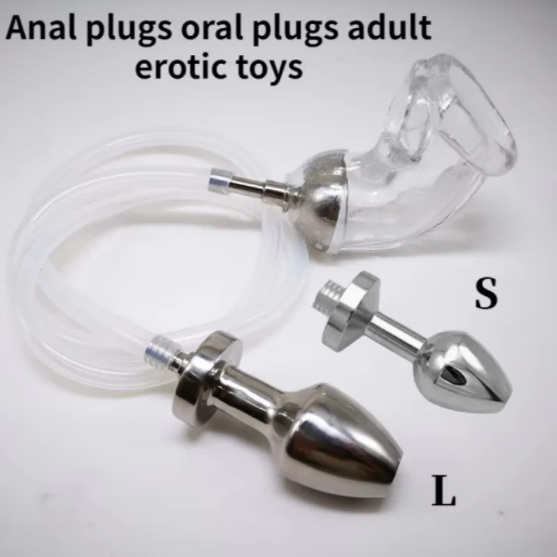 Anal Plugs Adult Games Anal Douche System with Penis Sleeve Urine Flowing Into The Anus Plugs and Flowing Into The Anus Sex Toys
