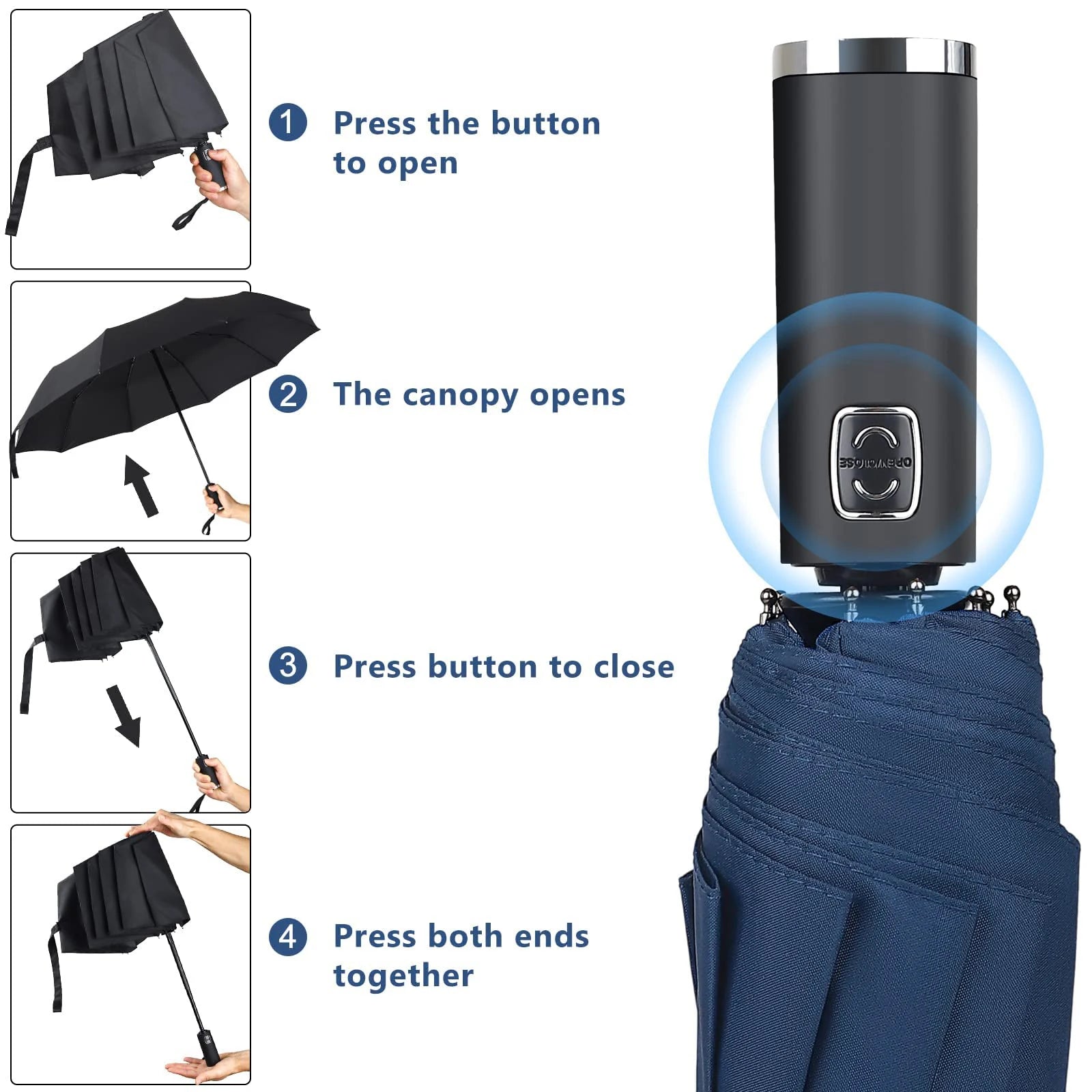 Large 24 Bone Solid Color Automatic Umbrella Light Collapsible Large Format Outdoor Sunshade UV Protection Automatic Umbrella