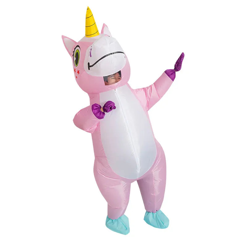 anime Inflatable Unicorn Costume Pink Full Body Unicorn Cosplay Costumes with Blower Funny Party Halloween Costume for Adult
