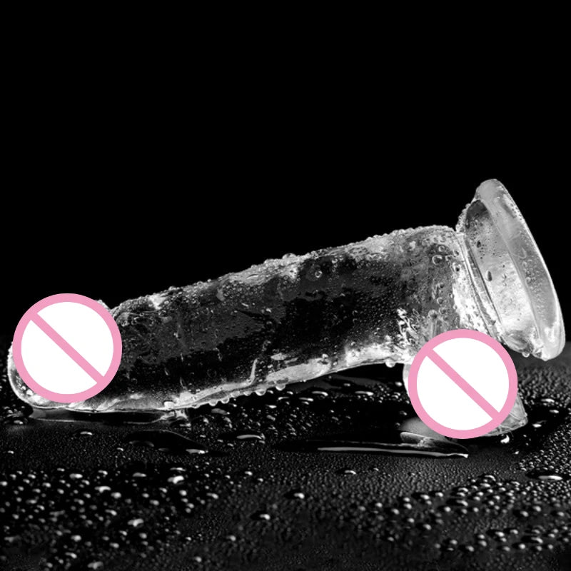 Realistic Transparent Jelly Dildos G-Spot Masturbation Sex Toy for Women Masturbator Vagina Wiht Strong Cup Ddildo Penis Adult18