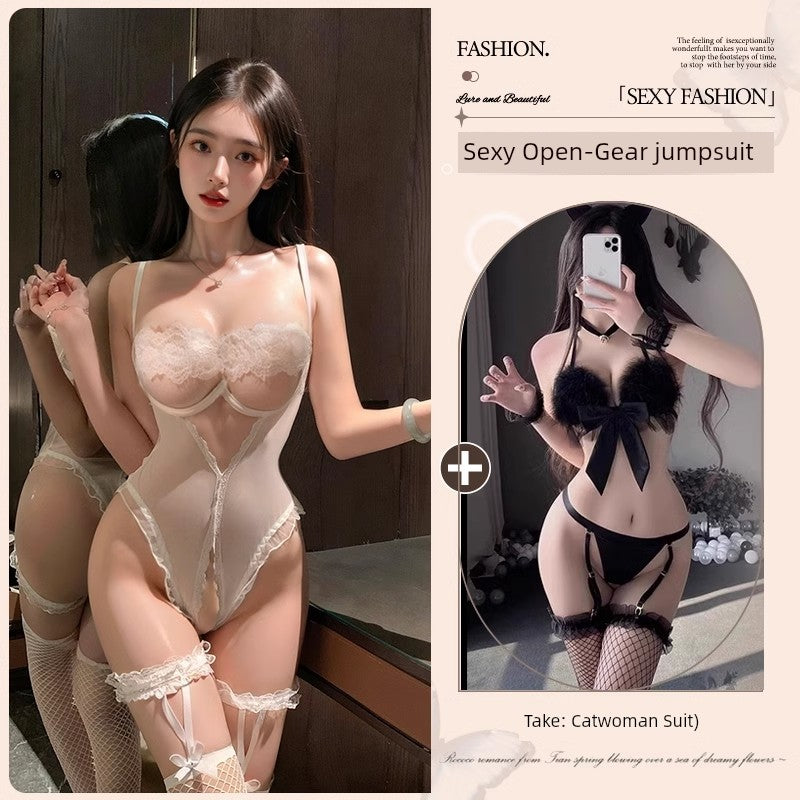 Sexy Intimates Small Chest Push up 2025 New Sexy Plus Size One-Piece Pajamas Bed Free off Shirt Temptation Qqny
