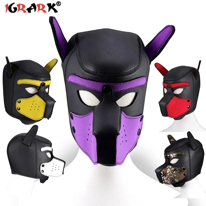 Sex Toys For Couples Two Adult Games Erotic SM Tools Halloween Cosplay Mask Headgear Dog Butt Tail Anal BDSM Bondage Equipment