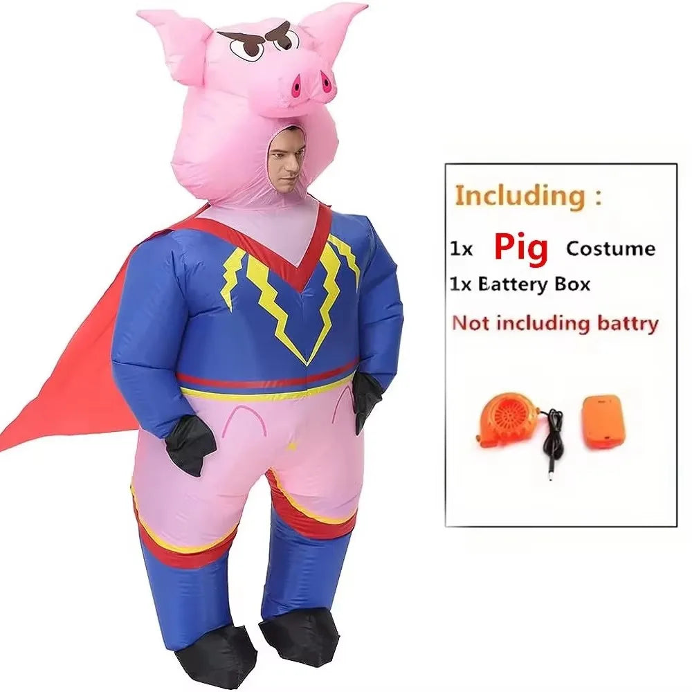 Adult Mascot Pink Pig Inflatable Costumes Halloween Cosplay Costumes for Man Woman Animal Party Role Play Disfraz