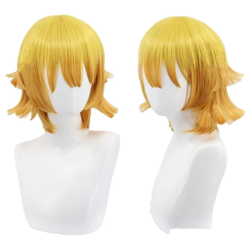 Anime Agatsuma Zenitsu Cosplay Kostuum Kimono Halloween Kleding Party Uniform Pruik Vrouwen Kids