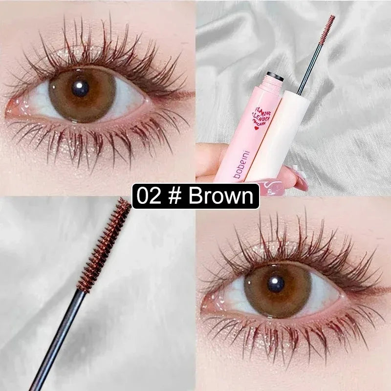 Ultra-Fine Brush Mascara Lasting Waterproof Silk Fiber Curling Lengthens Eyelashes Fast Dry Matte Brown Black Mascara Comestics