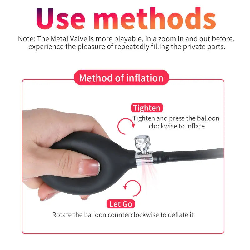 Water Spray Inflatable Anal Plug Anal Enema Cleaner Anus Dilator Dildo Silicone Buttplug Expander Washer