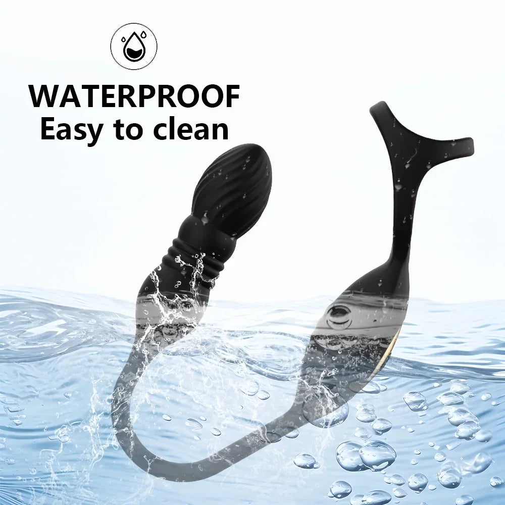 Retractable Back Court Anal Plug  Plugs Are Wave Pleasure Men's Court Bellos Wireless Remote Control Three Ring Locking Silicone