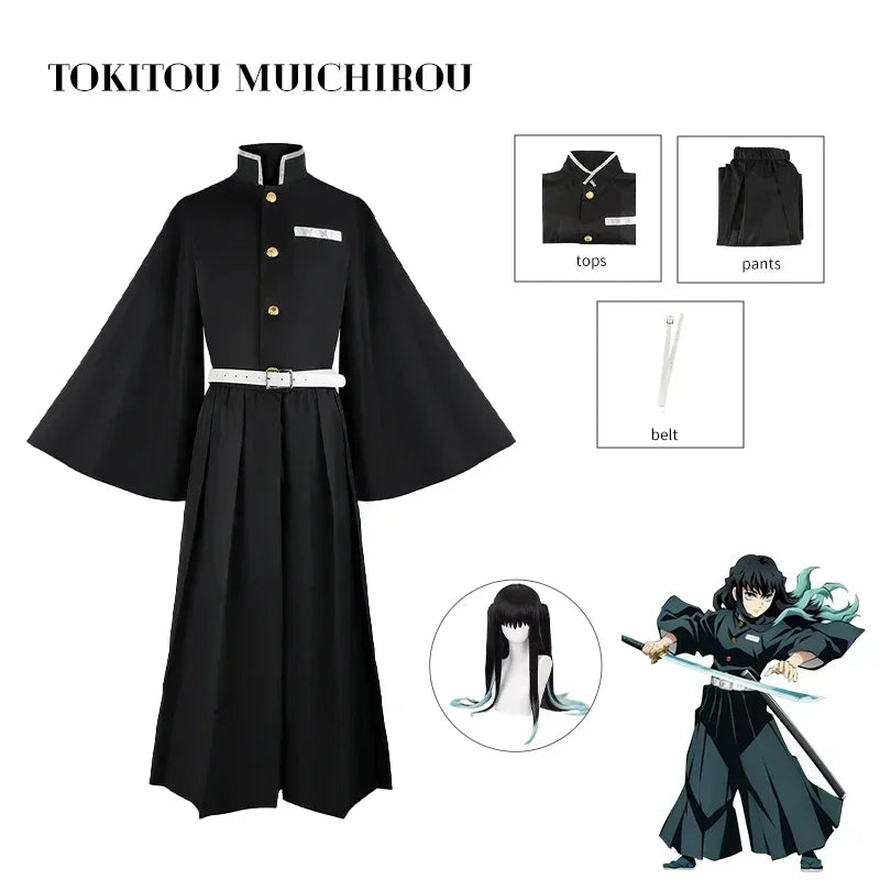 Aime Tokitou Muichirou Cosplay Costume Demon Slayer Cosplay Kimetsu No Yaiba Kisatsutai Uniform Wig Halloween Costume for Woman