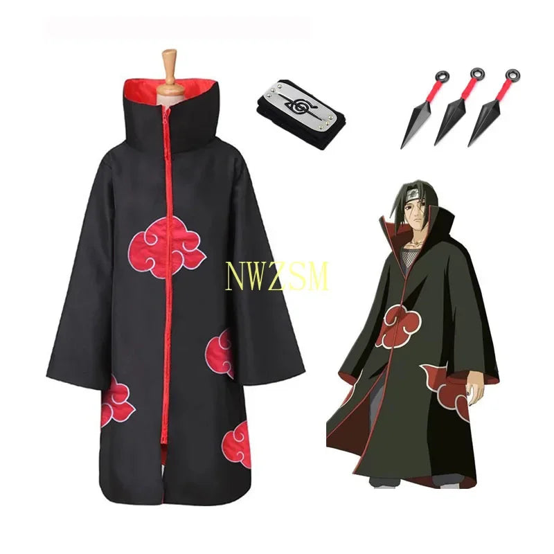 Hot Sale Anime Naruto Akatsuki /Uchiha Itachi Cosplay Halloween Christmas Party Costume Cloak Cape costume