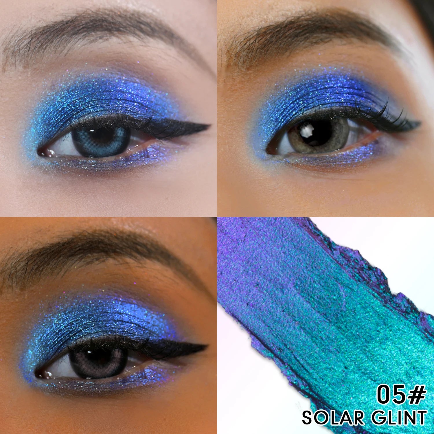 CHARMACY New Multichrome Eyeshadow Stick with Sponge Waterproof Long Lasting Glitter Eye Professional Maquillaje for Women