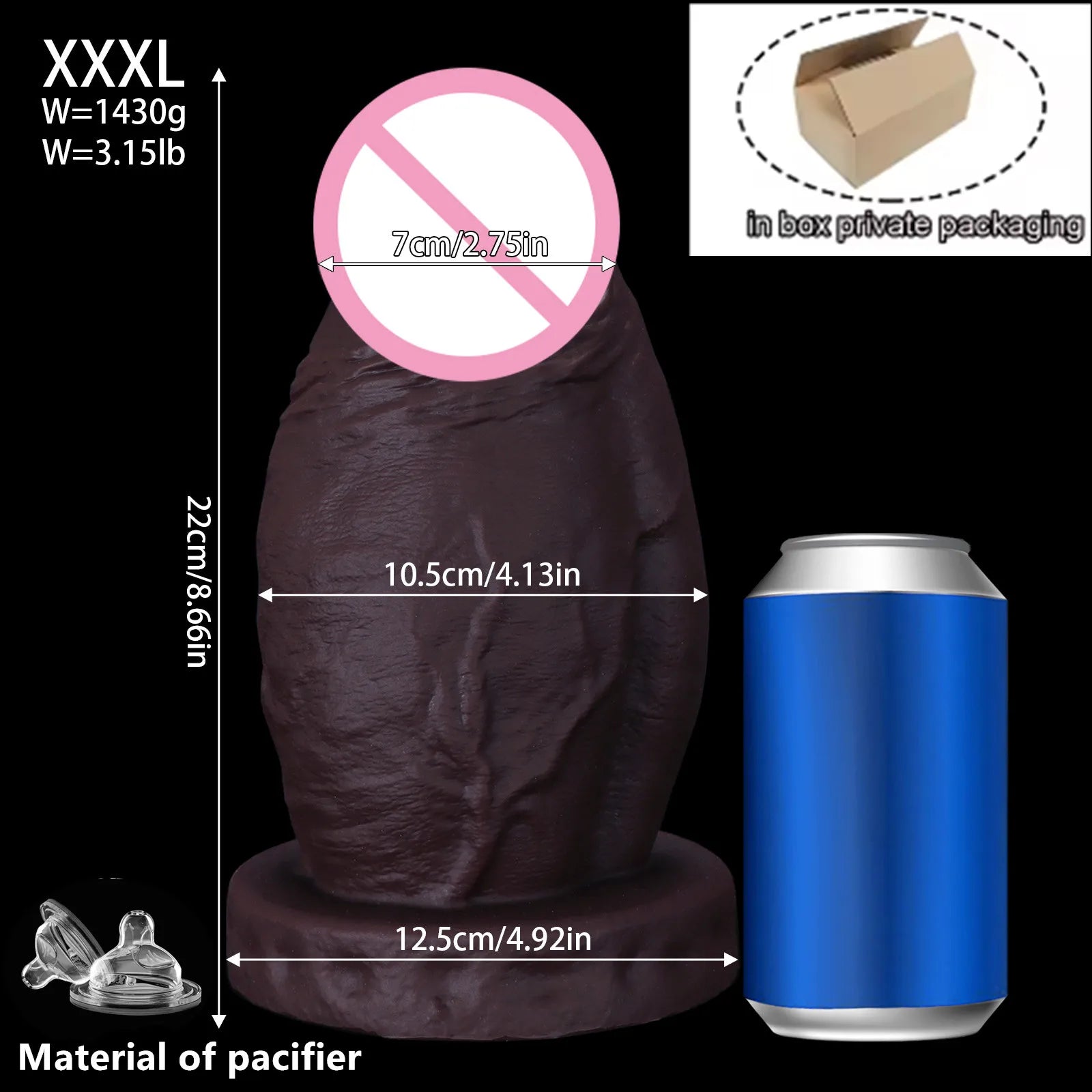 New 4.1'' Diameter Huge Thick Anal Dildo, 8.6 Inch Huge Silicone Girth Dildo Butt Plugs with Strong Suction Cup & No Balls성인용