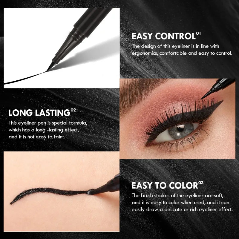 5PCS/Set Smooth Liquid Eyeliner Pen, Waterproof, Long-lasting Makeup, Black, Ultra-fine Pen Tip,Create A Charming Eye Makeup