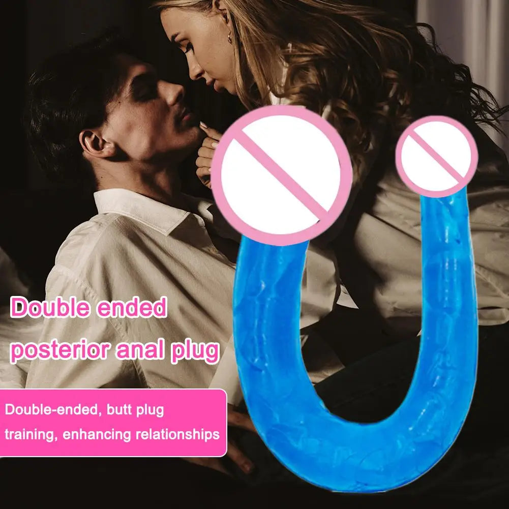 Adult Supplies Sex Toy Double Ended Realistic Dildo Long U Type Flexible Jelly Dildos Penis Cock Anal Plug Massager G-spot