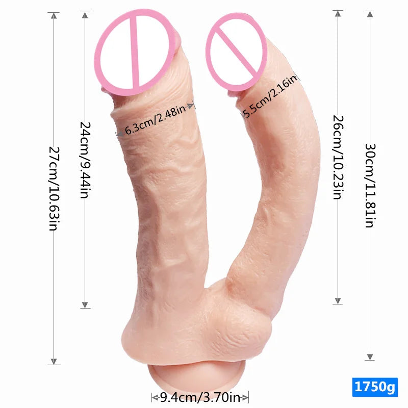 Huge Double Headed Dildos Big Butt Plug Phallus Penetration Vagina and Anus Skin Feel Penis Anal Sex Toys for Women Masturbation