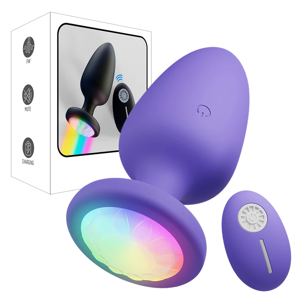 LED Colorful Light Butt Plug for Women Men Anal Plug Vibrator Prostate Massager Adults Sex Toys Wireless Remote Control Buttplug