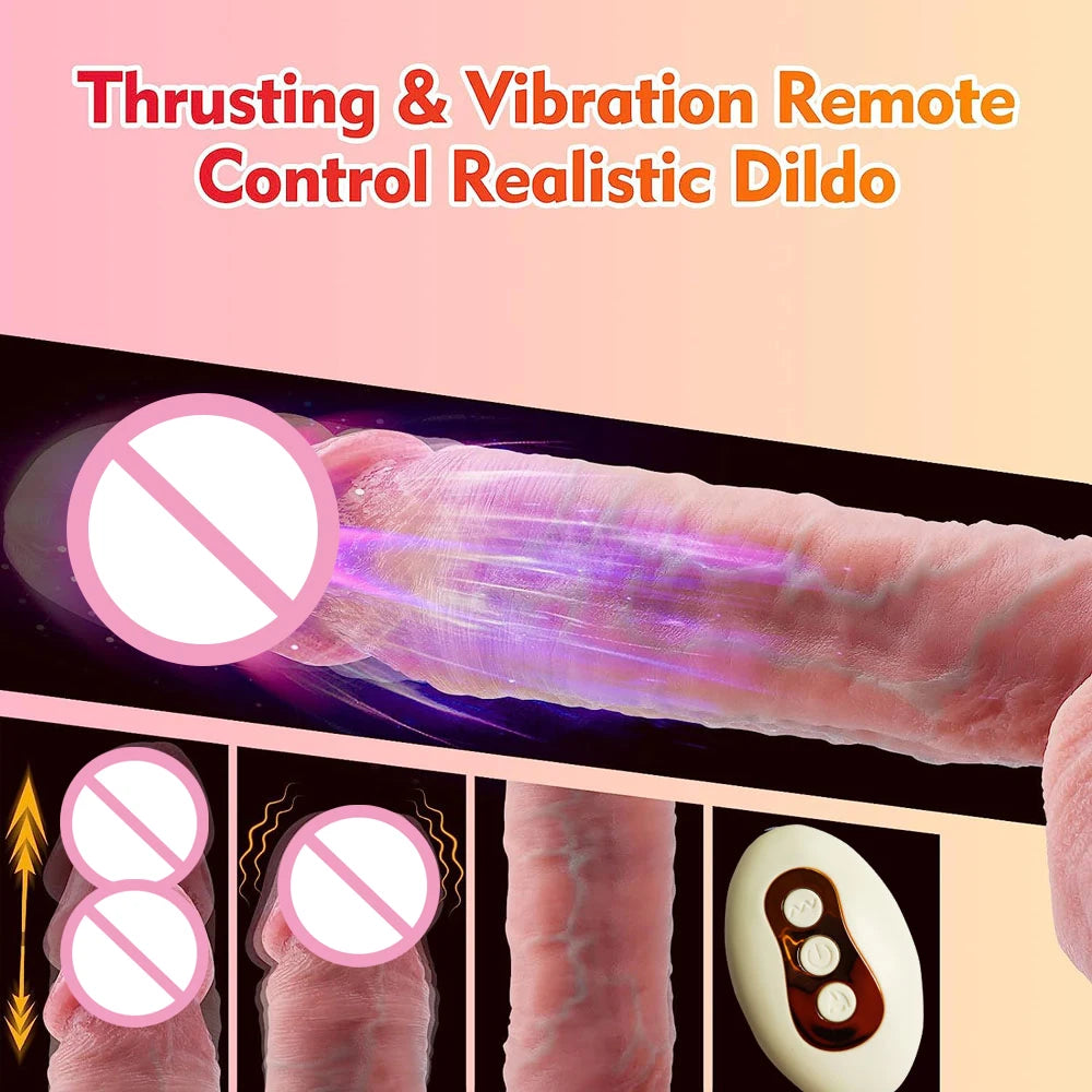 2 In 1 Telescopic Vibrator Dildo Realistic Big Dick Vaginal Masturbation Orgasm Penis Rotating Huge Cock Sex Toys for Lesbian