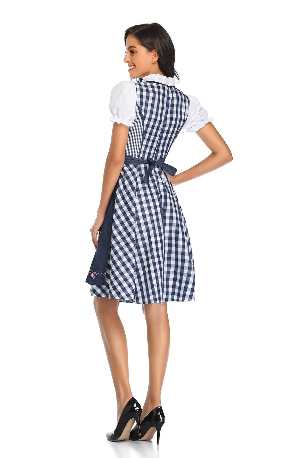 Adult Women Oktoberfest Dirndl Carnival Party Traditional German Bavaria Beer Girl Dress Maid Costume Dress+Apron Outfit