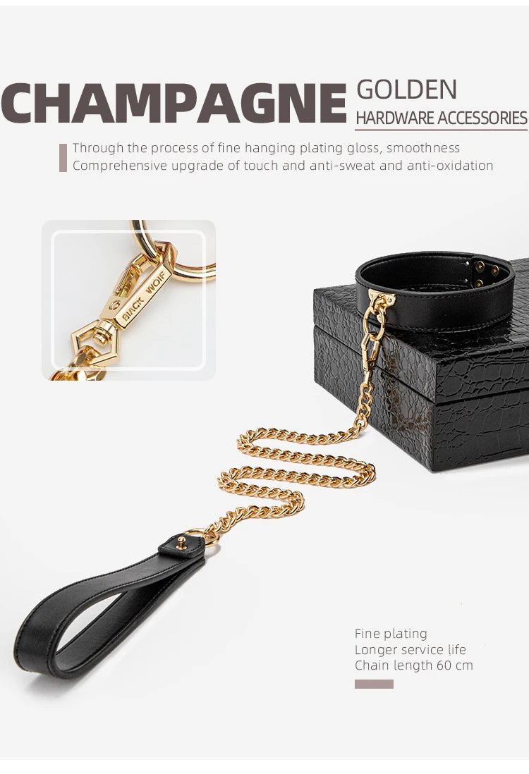 Erotic Bed Bondage Kits Slave Restraint Bondage Set Genuine leather Collar Mouth Gag Whips Handcuffs Adult Sex Toys For Couples