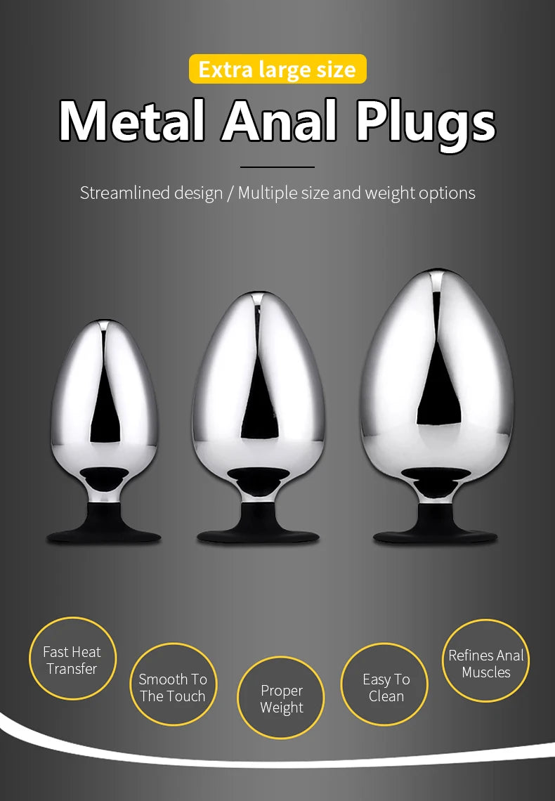 Extra Big Diameter Dilatador Anal Expander Metal Buttplug Adult Sex Toys Masturbator Large Anal Plug G Spot Butt Plugs for Women