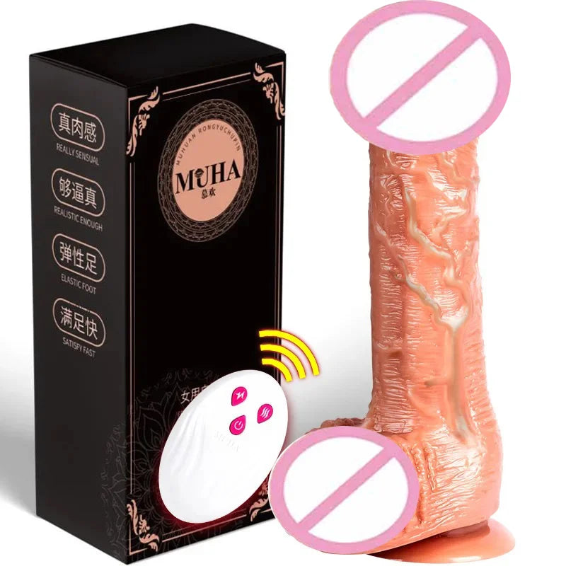 Realistic Dildo Vibrator Big Penis Telescopic Heating Silicone Female Dildos for G Spot Anal Stimulation Vibrators for Women 18