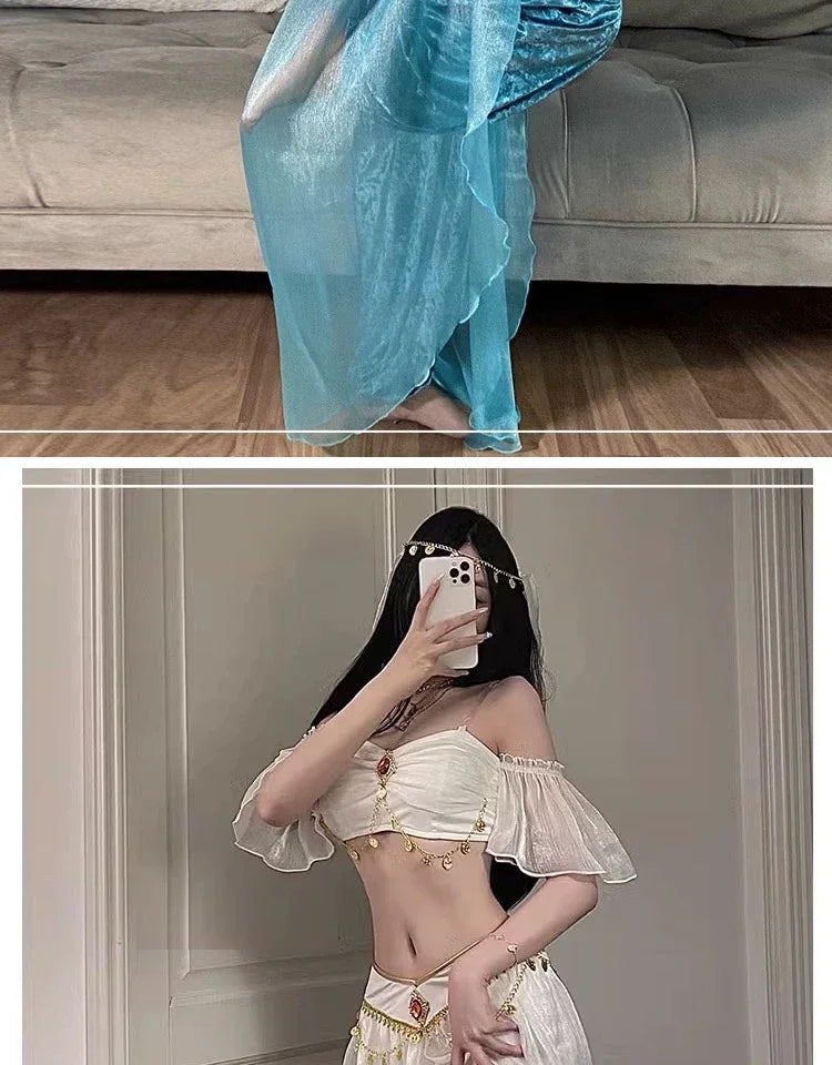 Festival Arabian Princess Costumes Indian Dance Embroider Bollywood Jasmine Costume Party Cosplay Jasmine Princess Fancy Outfit