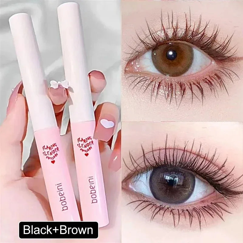 Ultra-Fine Brush Mascara Lasting Waterproof Silk Fiber Curling Lengthens Eyelashes Fast Dry Matte Brown Black Mascara Comestics