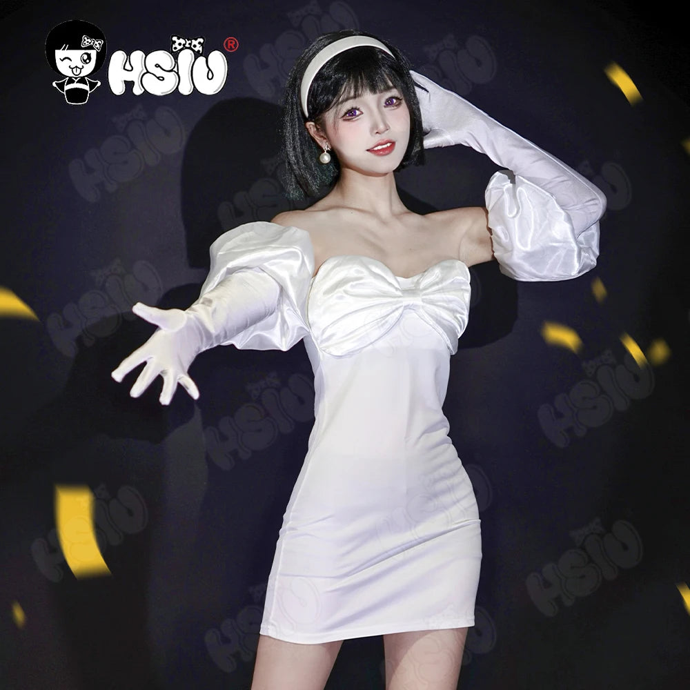 Sua Cosplay Clothing Wig Anime alien stage cosplay Costume HSIU White dress Full short black hair Sua cosplay Clothing Wig