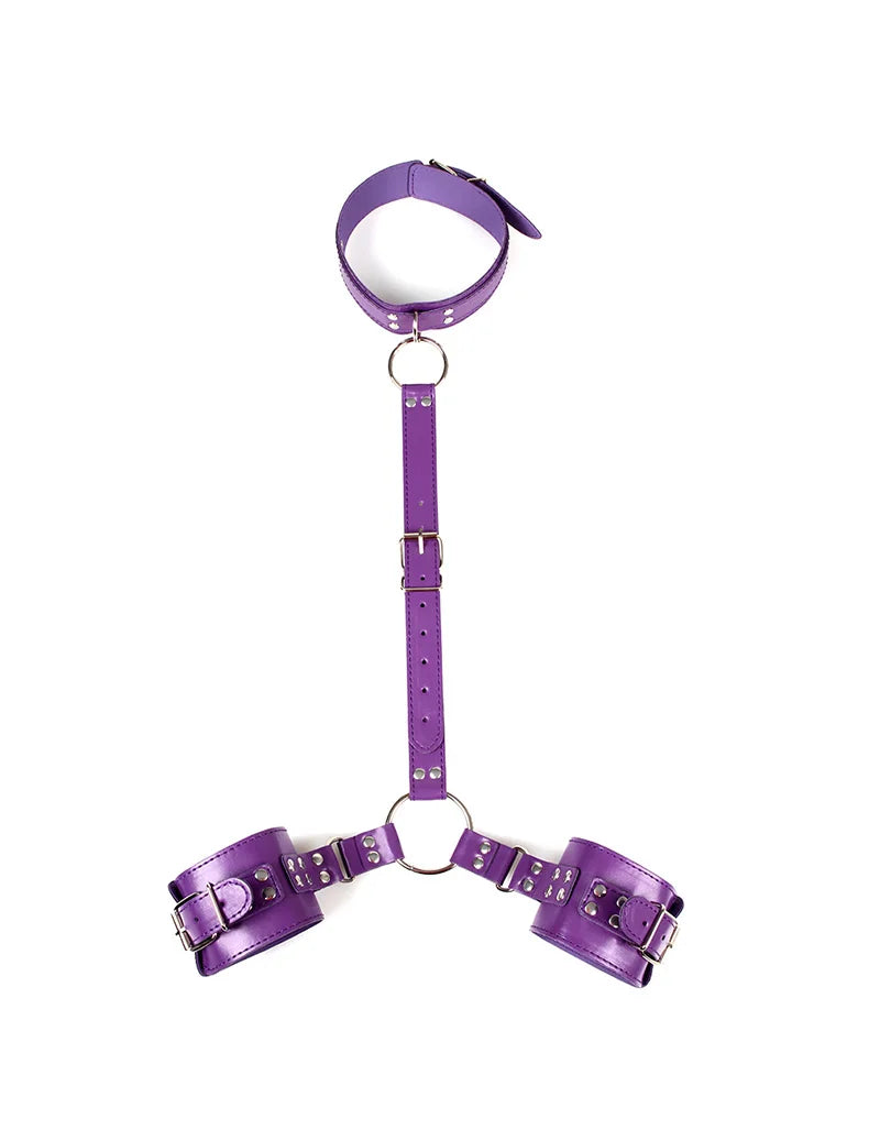 Kinky BDSM Bondage Neck To Wrist Restraints Erotic Collar Handcuffs Bondage Kit Slave Role Play Fetish Sex Toys For Couples
