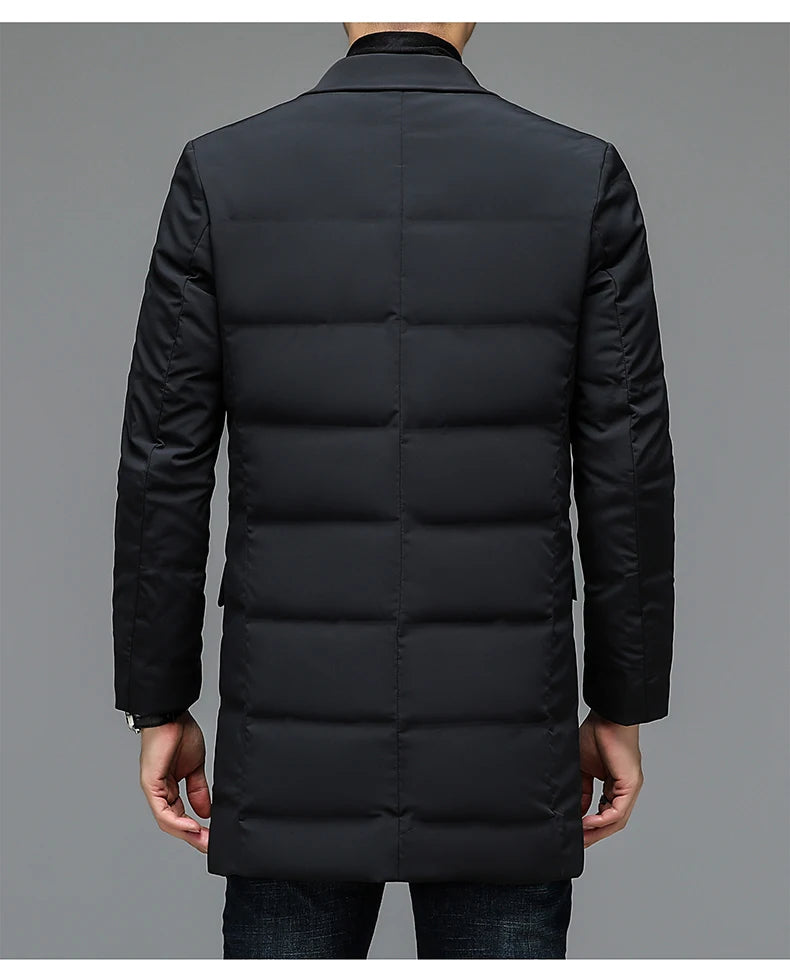 Men's Winter Fashion High-Quality down Jacket 90% White Duck down Warm Coat with Removable Scarf Suit Collar M-4XL Sizes