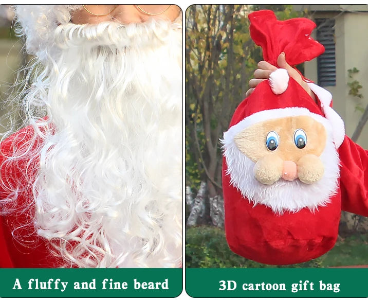 New Year Christmas Eve Cosplay Family Party Clothes Santa Claus Costume Christmas Complete Dress Up Outfits For Men