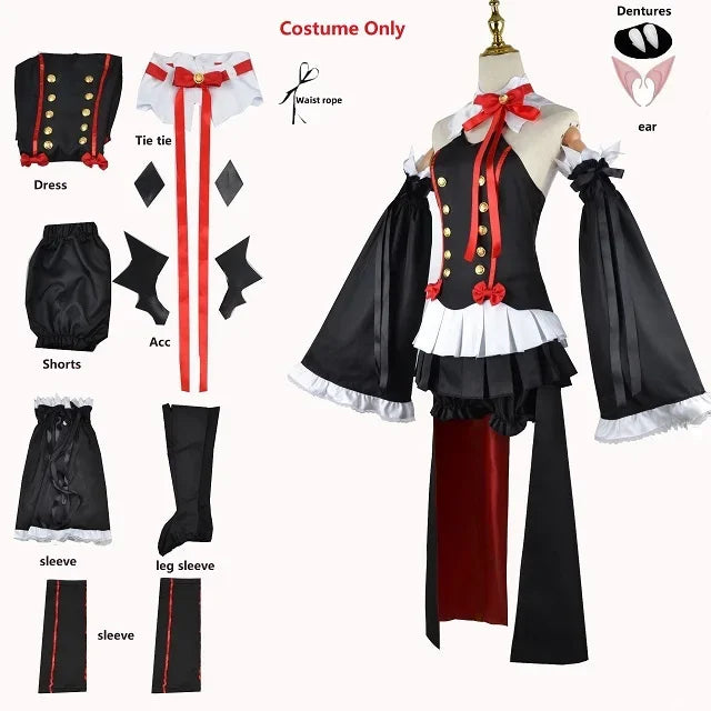Anime Seraph of the end Krul Tepes Cosplay Vampire Wig Elf Ears Cosplay Costume For Women Halloween Carnival Party Comic Con