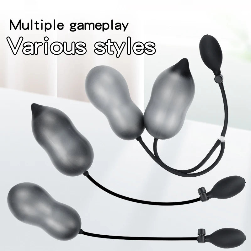 Inflatable Anal Plug with Double Beads Expandable Pump for Women Men Sex Toys Butt Plug Anal Dilator Prostate Massage Adult Toys