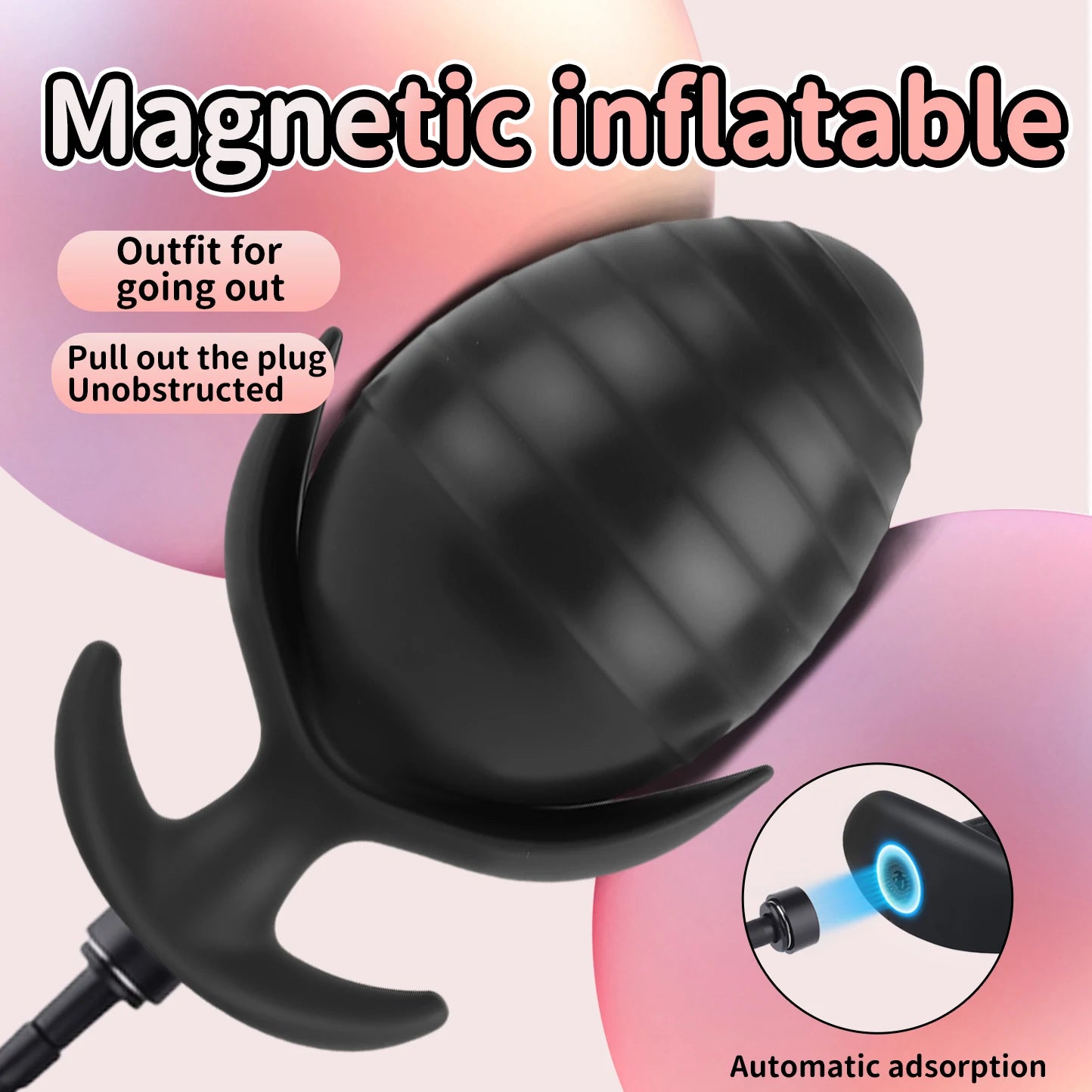 Magnetic Suction Inflatable Butt Plug Extendable Anal Dilator Butt Plug Anal Massage Masturbator Adult Sex Toys for Couples 18+