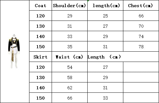 Kids  Rumi mila zuoyi Cosplay costume Black and gold set Children's girl idol role-playing costum