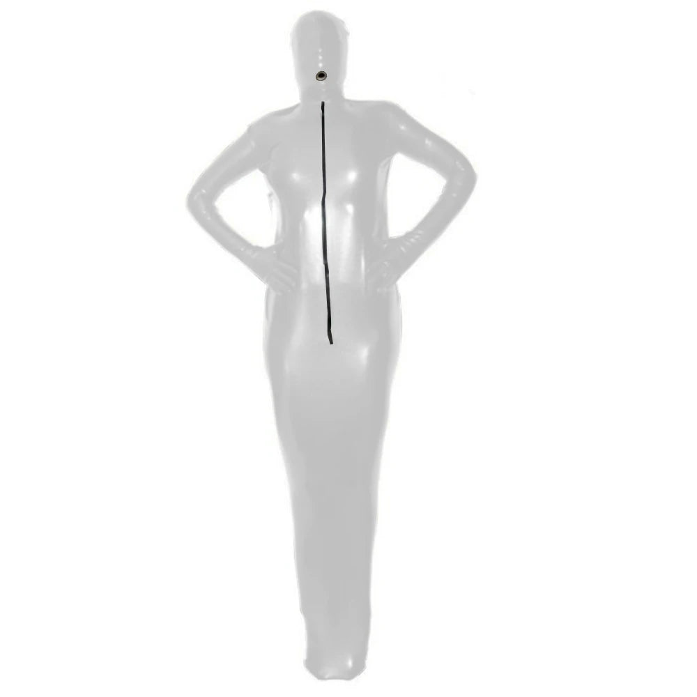 Fetish Latex Bondage Costume,Sissy Full Body Cover Catsuit,Shiny PVC,Front Zipper Bodysuit, Role Play, Erotic Outfit,Long Sleeve
