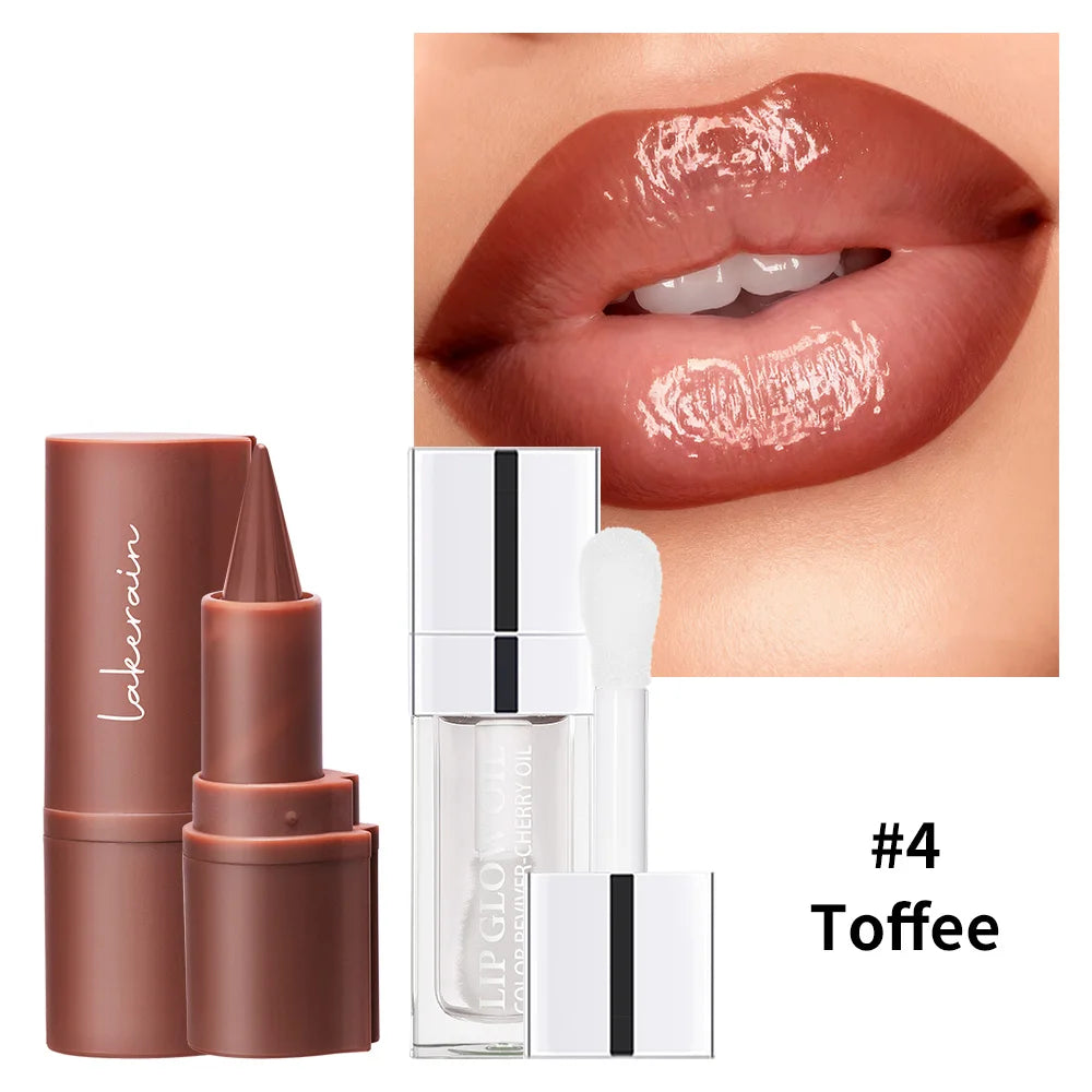3D Lip Gloss & Lip Liner Set Hydrating Formula Define Lips Precision Application Versatile Makeup Styles Natural Finish Cosmetic