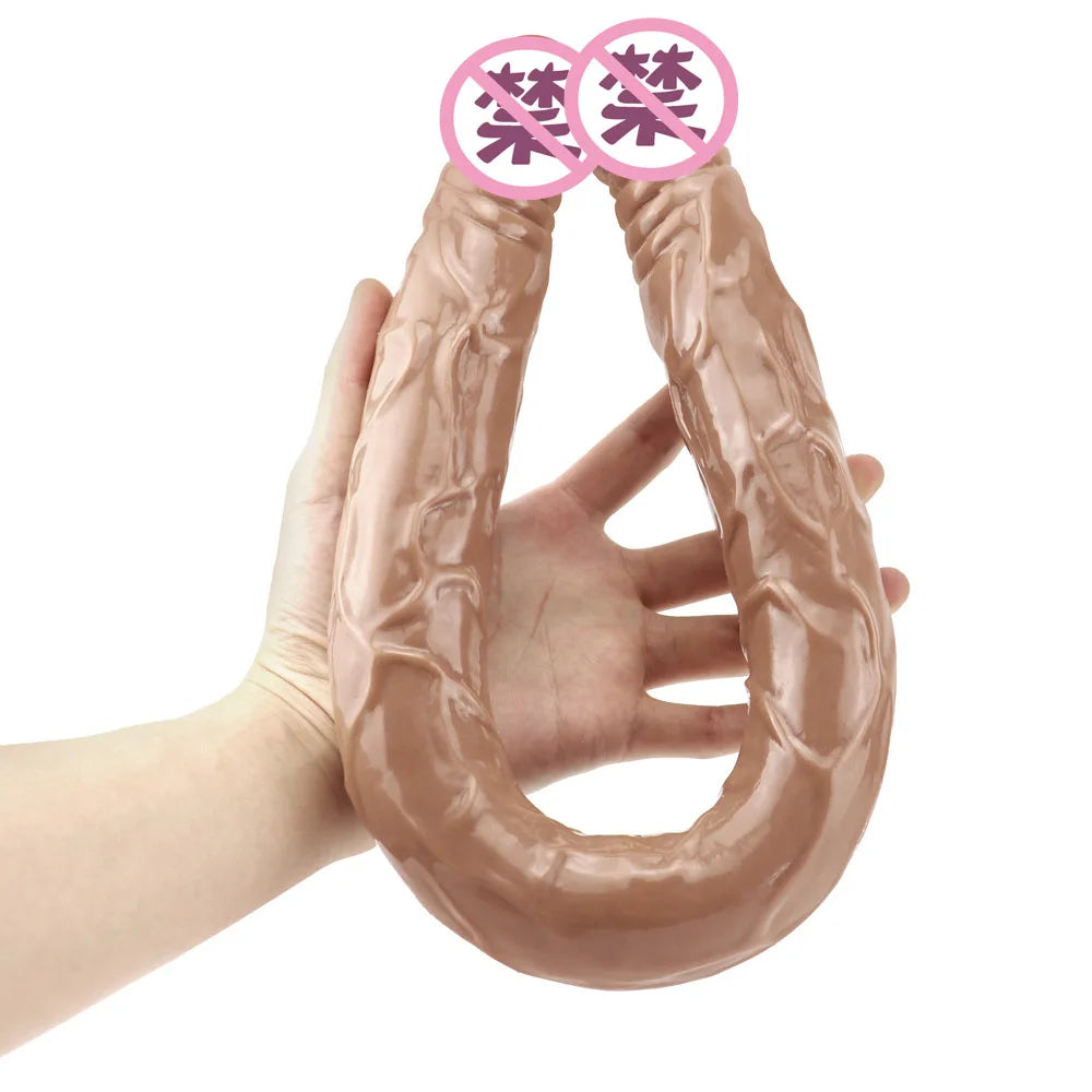 Double Dildo super long 21.5 Inch Flexible Soft penis Vagina and Anal Women Gay Lesbian Double Ended Dong Sex Toy
