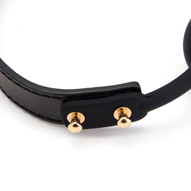 Erotic Bed Bondage Kits Slave Restraint Bondage Set Genuine leather Collar Mouth Gag Whips Handcuffs Adult Sex Toys For Couples