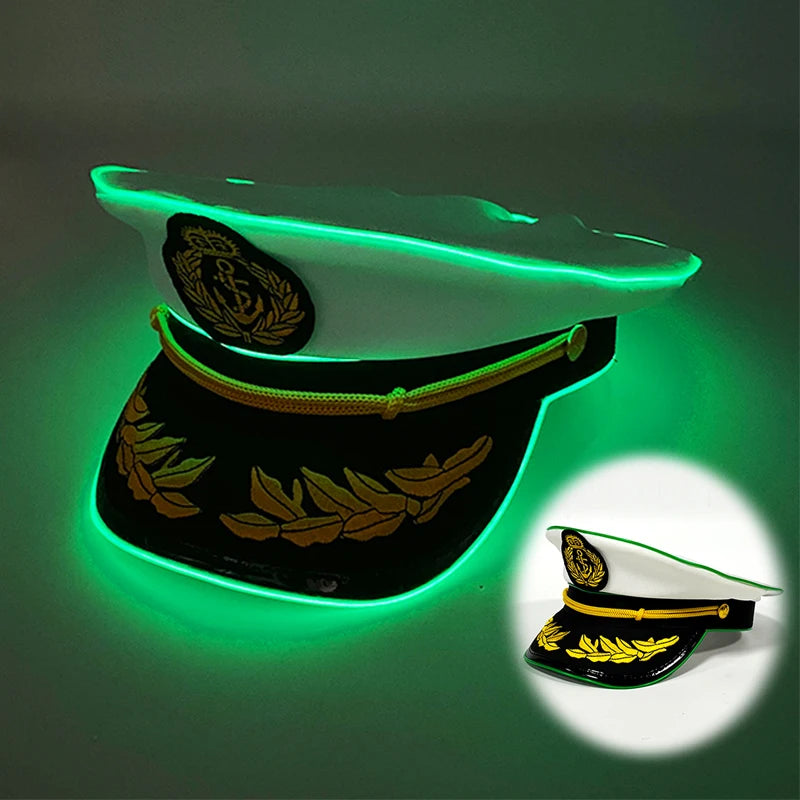 LED Pirate Hat Pirate Theme Holiday Cosplay Pirate Costume Decorations Glowing Captain Hat Colonial Tricorn Hat Woman Skull Hat