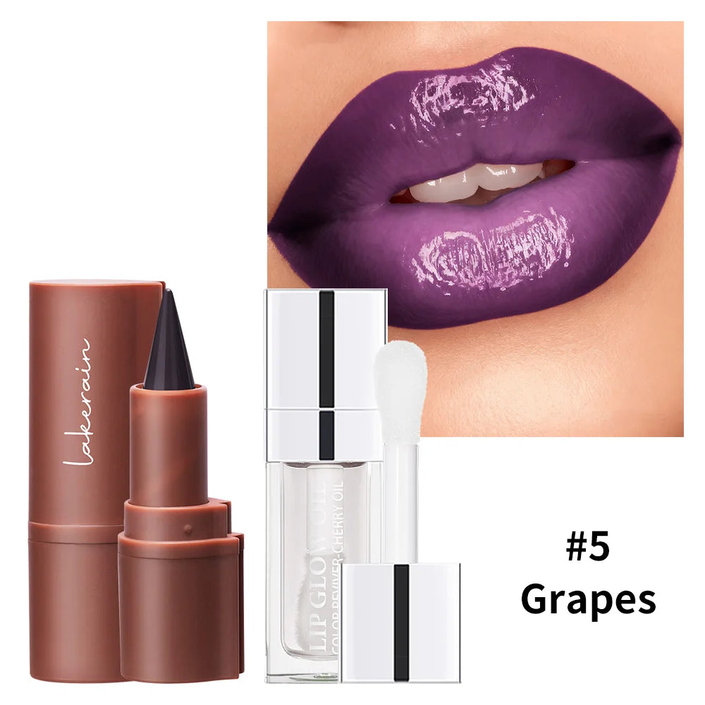 3D Lip Gloss & Lip Liner Set Hydrating Formula Define Lips Precision Application Versatile Makeup Styles Natural Finish Cosmetic