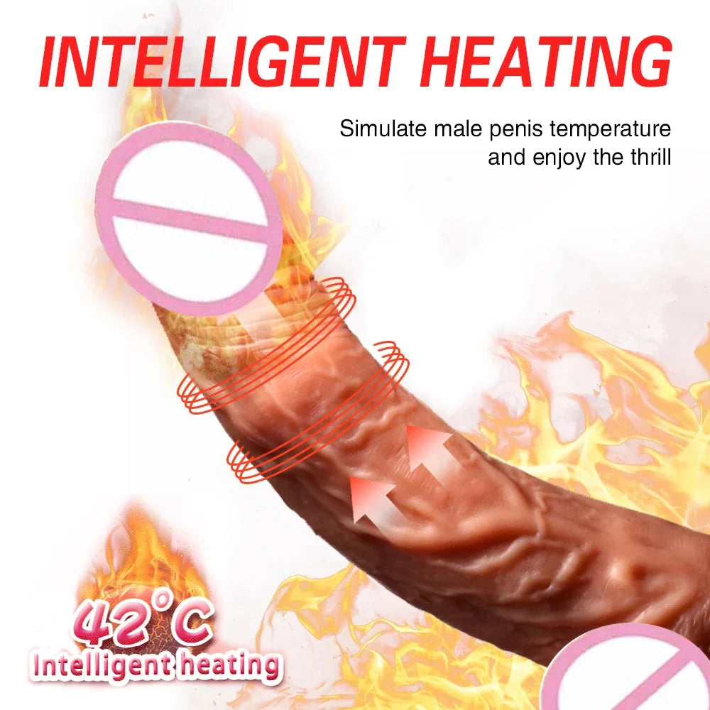 Realistic Dildo Vibrator Big Penis Telescopic Heating Silicone Female Dildos for G Spot Anal Stimulation Vibrators for Women 18