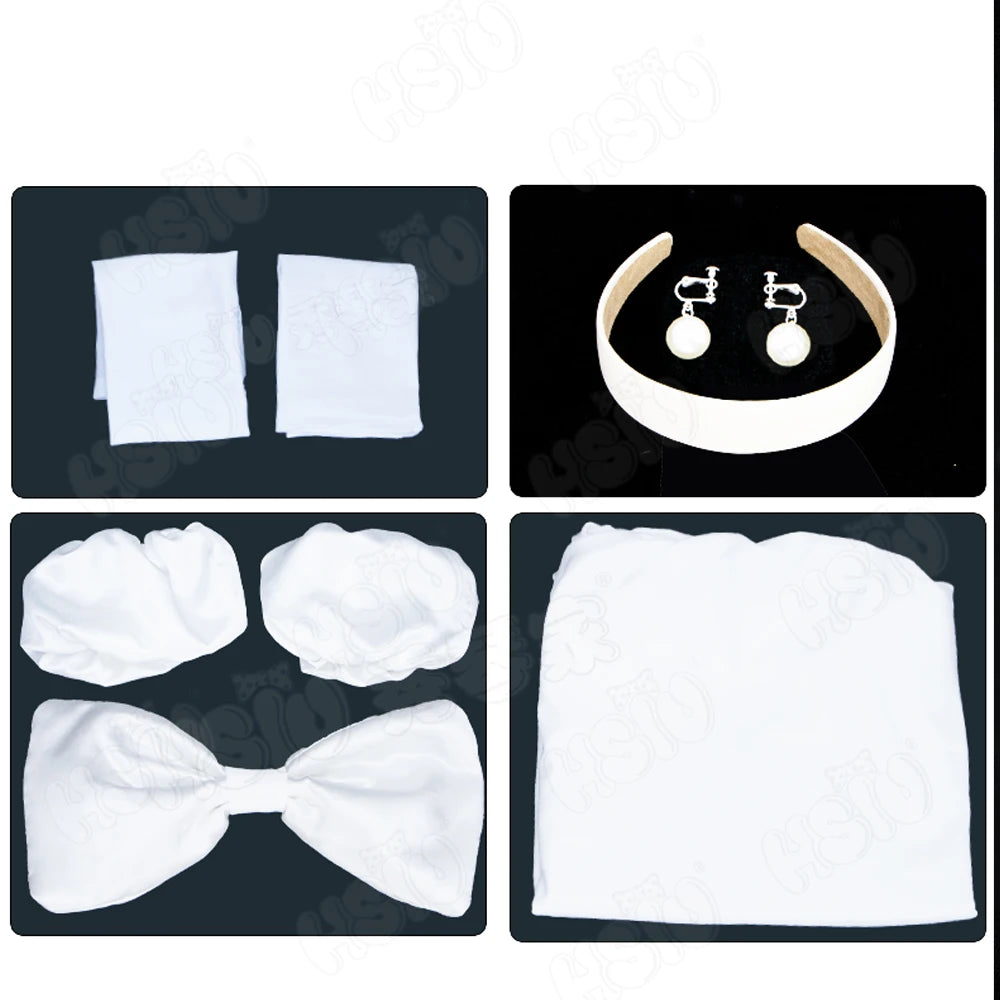 Sua Cosplay Clothing Wig Anime alien stage cosplay Costume HSIU White dress Full short black hair Sua cosplay Clothing Wig