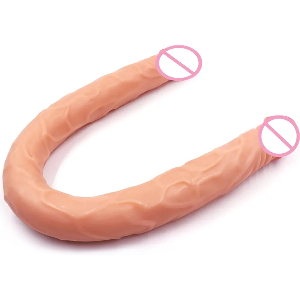 Double Dildo super long 21.5 Inch Flexible Soft penis Vagina and Anal Women Gay Lesbian Double Ended Dong Sex Toy