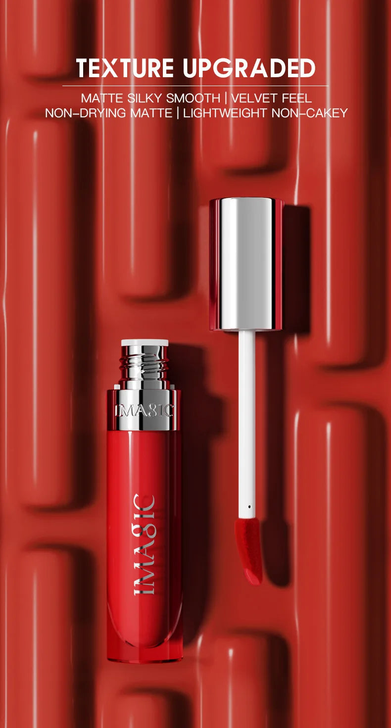IMAGIC Natural Matte Lipgloss Stainless Steel Cup Waterproof Long-Lasting Lip Makeup Beauty 8ml NO.LP-221