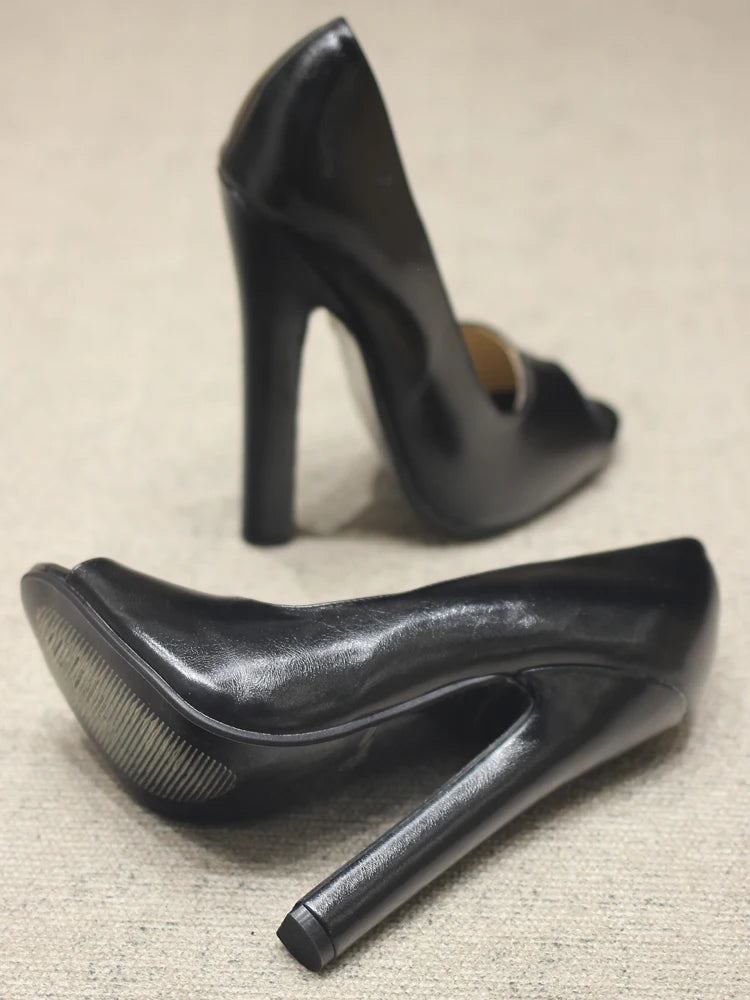 JIALUOWEI Unisex's Extreme High Heel Peep Toe Stiletto Pumps Shoes Fetish Footwear