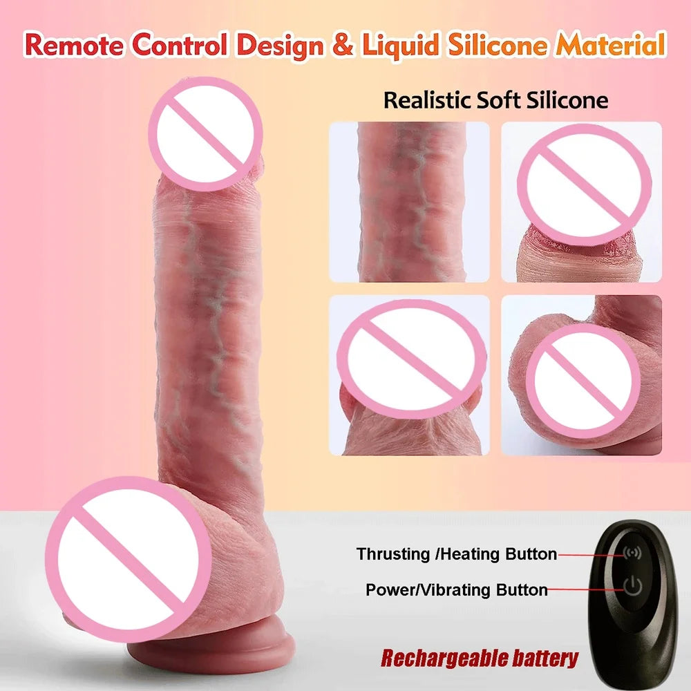 2 In 1 Telescopic Vibrator Dildo Realistic Big Dick Vaginal Masturbation Orgasm Penis Rotating Huge Cock Sex Toys for Lesbian